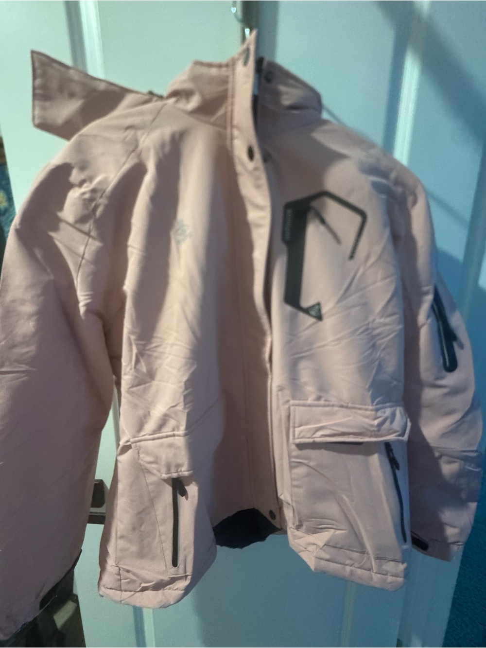 Women’s Aspo Pink Hooded Ski Winter Jacket 7 pockets